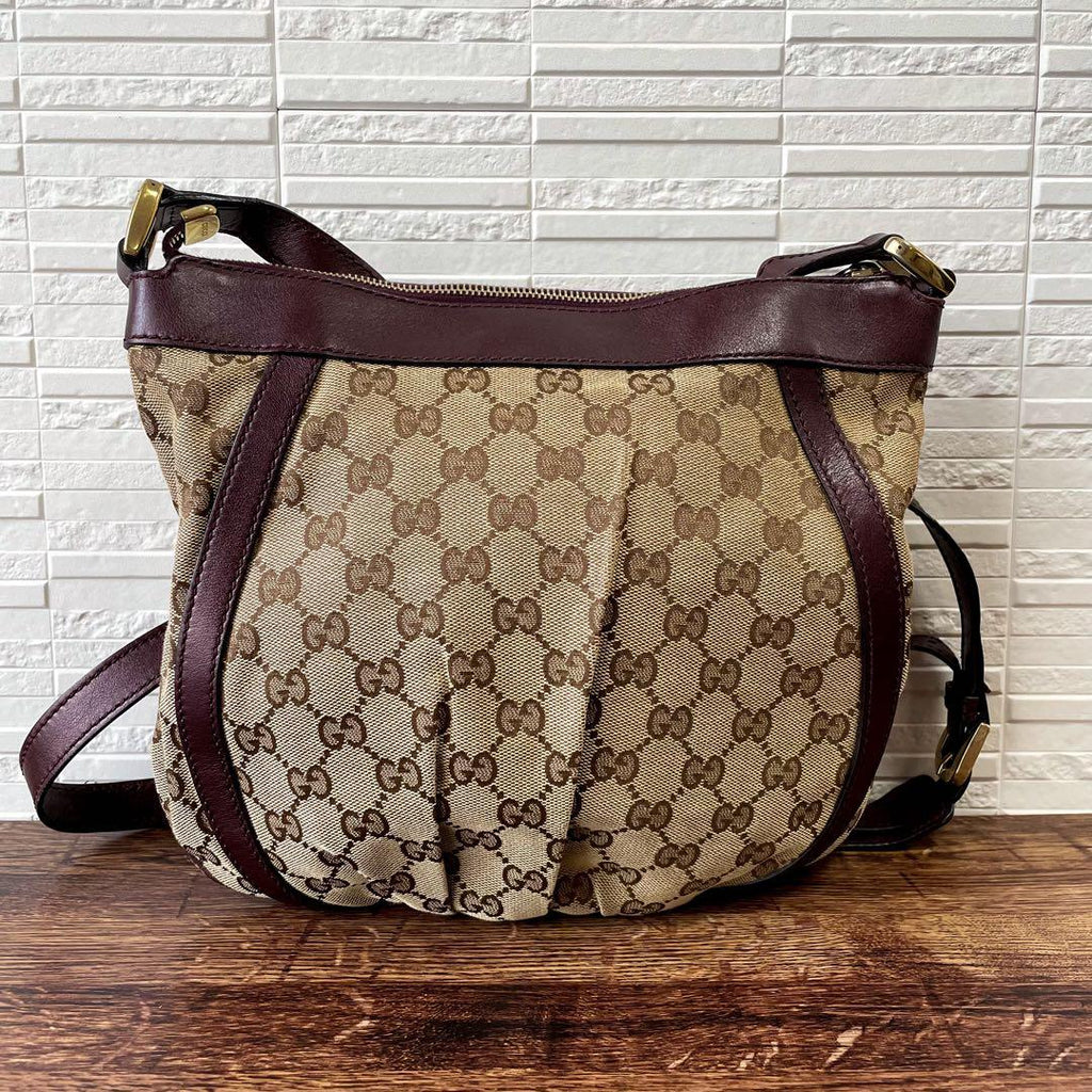 Gucci GG Canvas Leather Abbey Shoulder Bag Bordeaux Brown — view 2