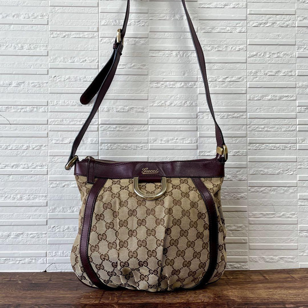 Gucci GG Canvas Leather Abbey Shoulder Bag Bordeaux Brown — view 3