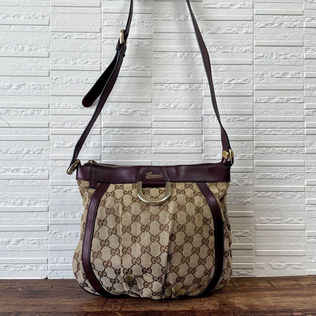 Gucci GG Canvas Leather Abbey Shoulder Bag Bordeaux Brown — view 3