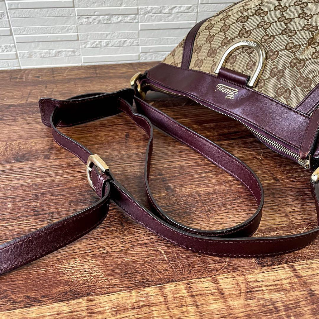 Gucci GG Canvas Leather Abbey Shoulder Bag Bordeaux Brown — view 7
