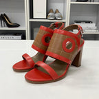 Hermes Blinkers Leather Strap Sandals Red Brown — view 3