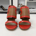 Hermes Blinkers Leather Strap Sandals Red Brown — view 4