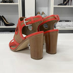 Hermes Blinkers Leather Strap Sandals Red Brown — view 5