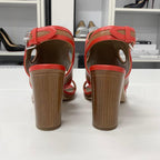Hermes Blinkers Leather Strap Sandals Red Brown — view 6