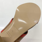 Hermes Blinkers Leather Strap Sandals Red Brown — view 9