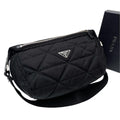 Prada Nylon Leather Padded Quilted Shoulder Bag Black