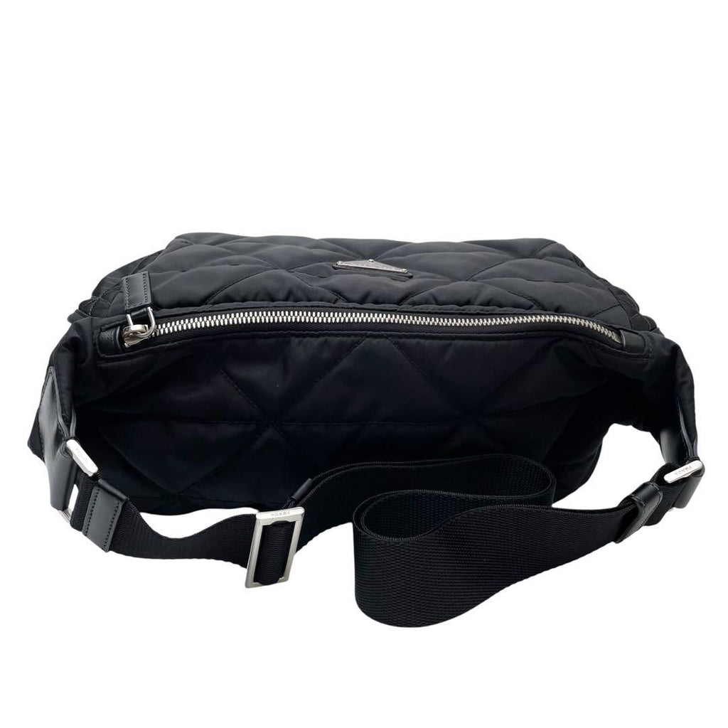 Prada Nylon Leather Padded Quilted Shoulder Bag Black — view 3