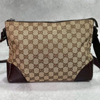 Gucci GG Shoulder Bag Brown Beige Leather Canvas — view 3