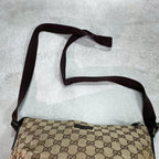 Gucci GG Shoulder Bag Brown Beige Leather Canvas — view 4