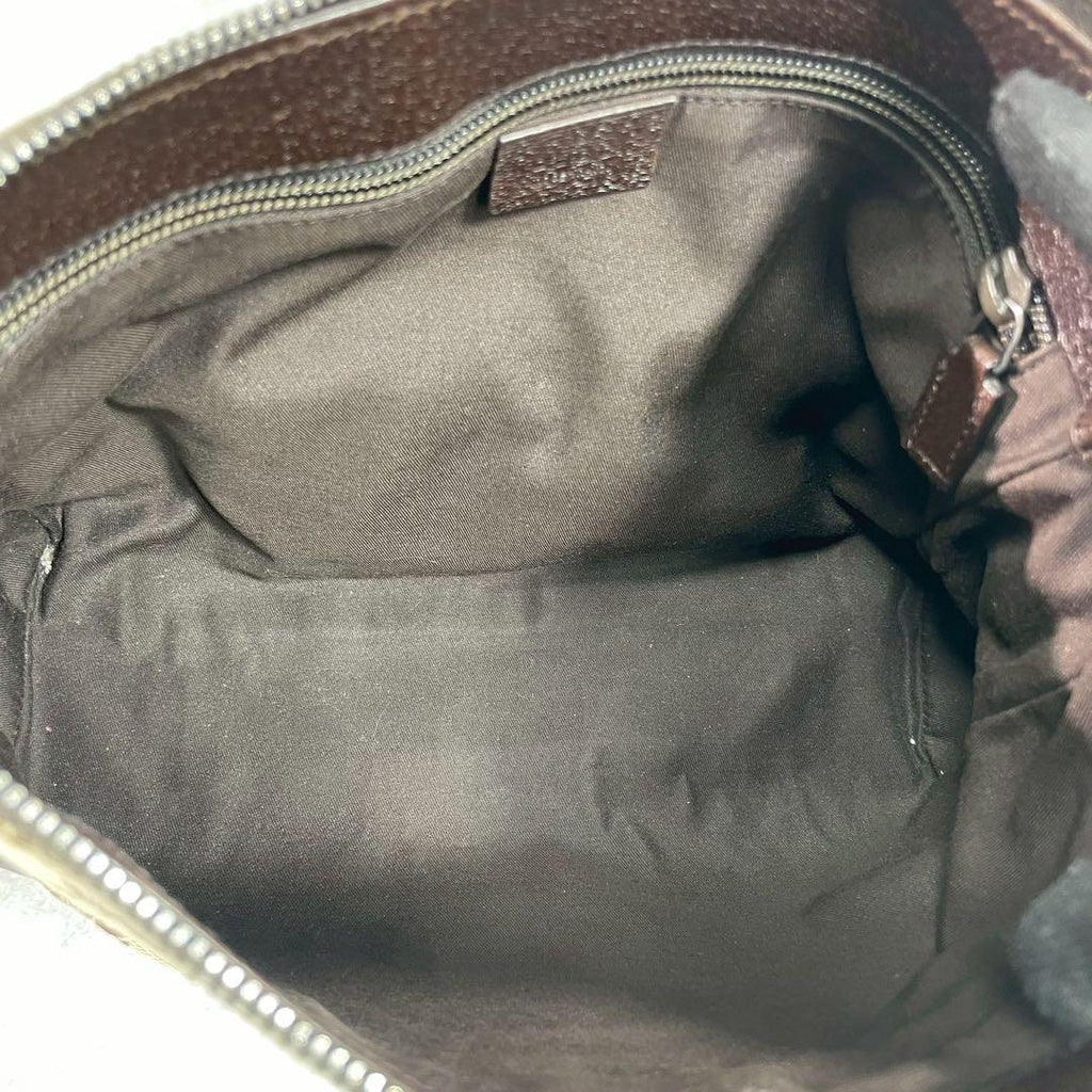 Gucci GG Shoulder Bag Brown Beige Leather Canvas — view 5