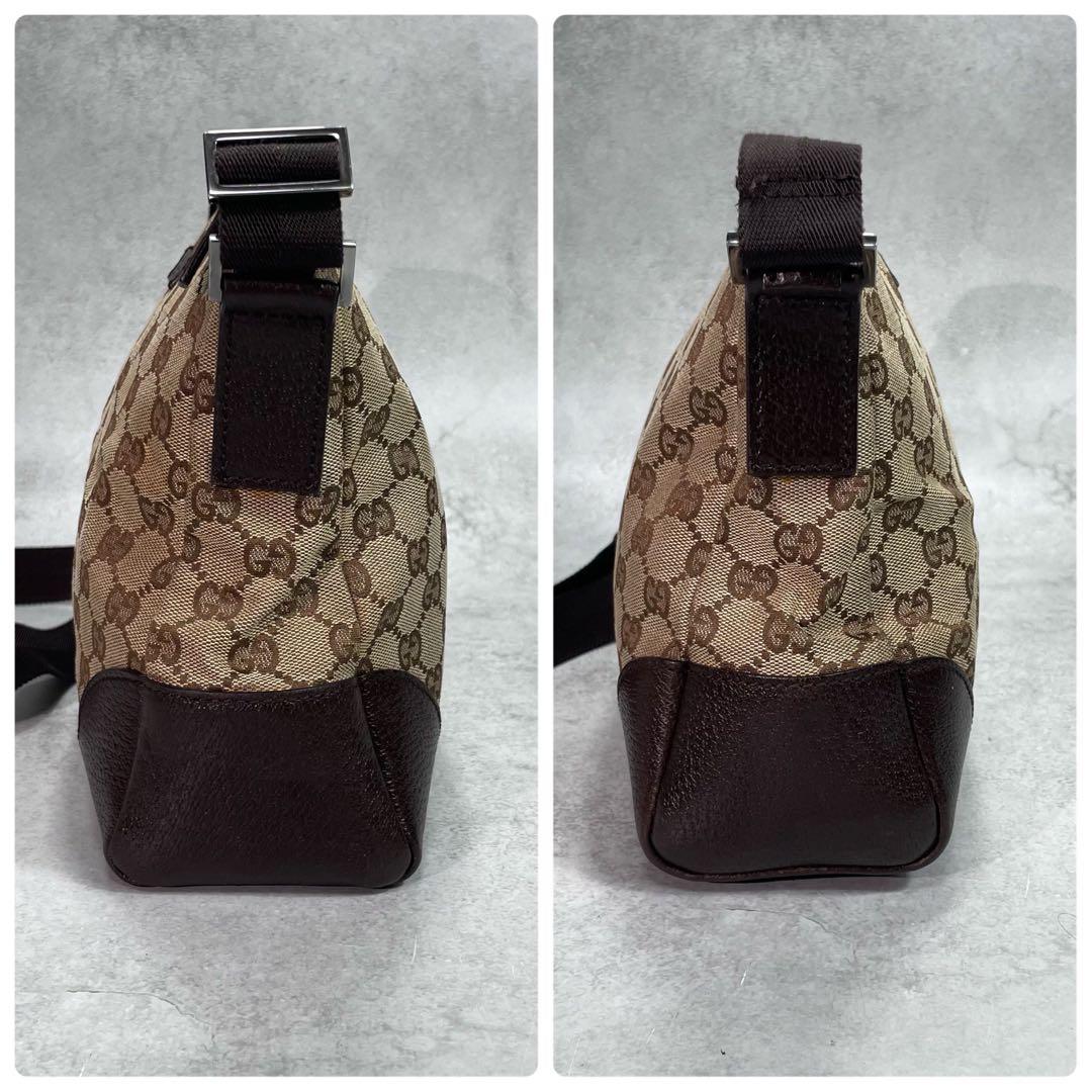 Gucci GG Shoulder Bag Brown Beige Leather Canvas — view 7