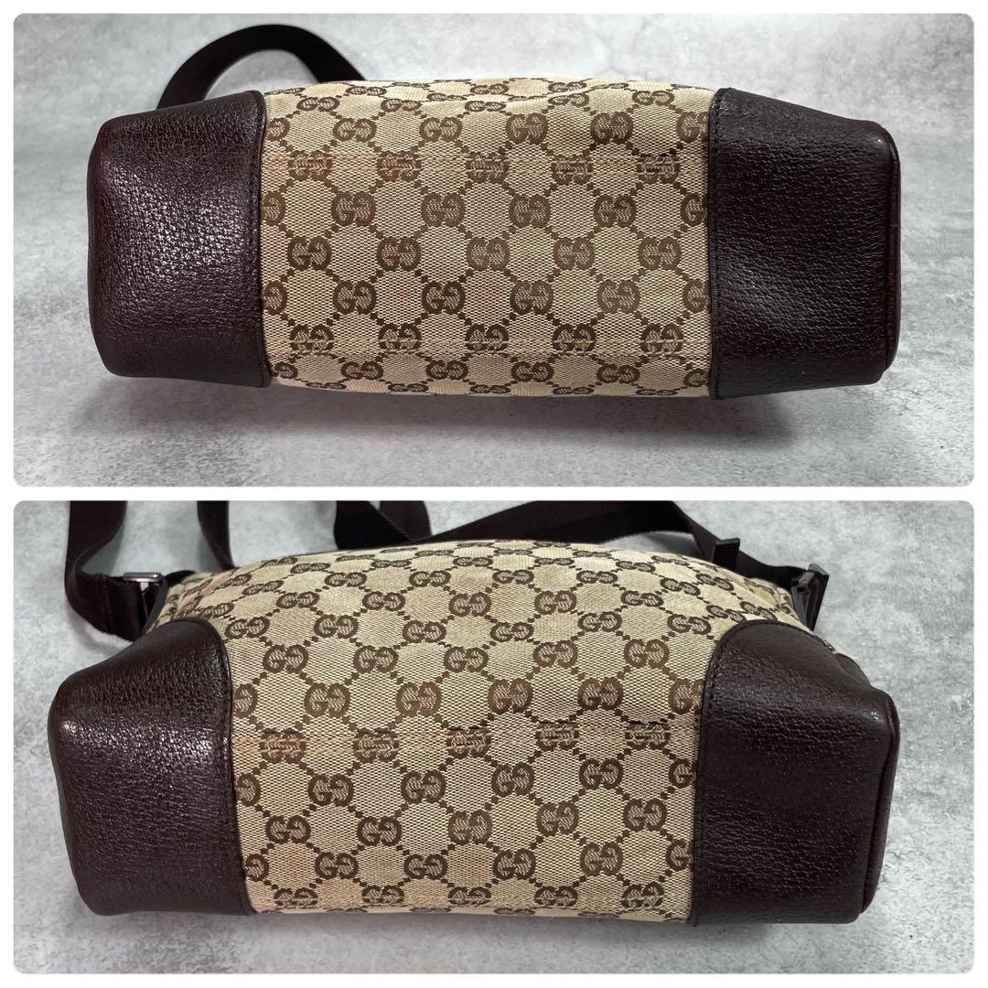 Gucci GG Shoulder Bag Brown Beige Leather Canvas — view 8