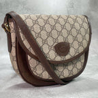 Gucci GG Shoulder Bag Brown Beige Logo Leather
