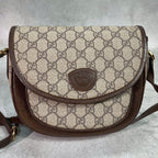 Gucci GG Shoulder Bag Brown Beige Logo Leather — view 2