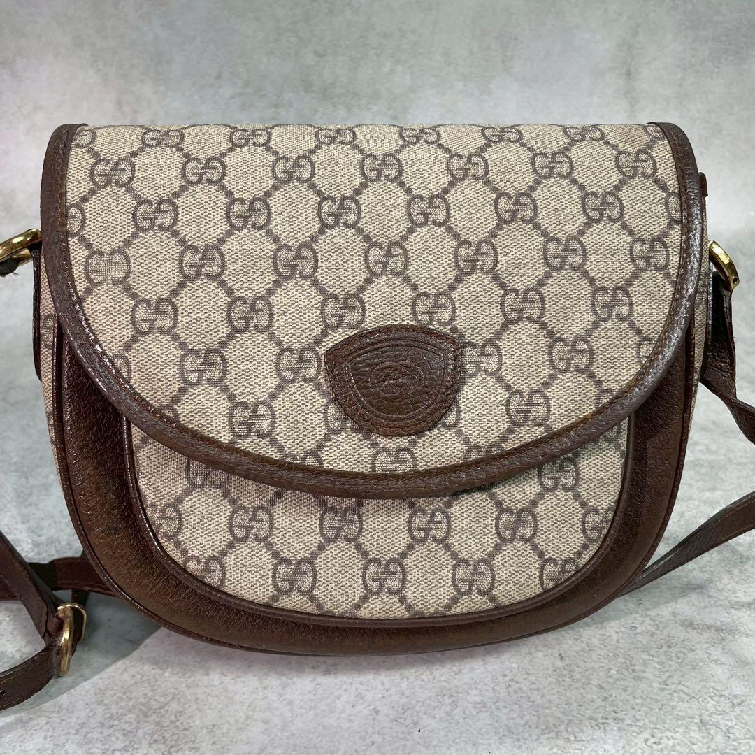 Gucci GG Shoulder Bag Brown Beige Logo Leather — view 2
