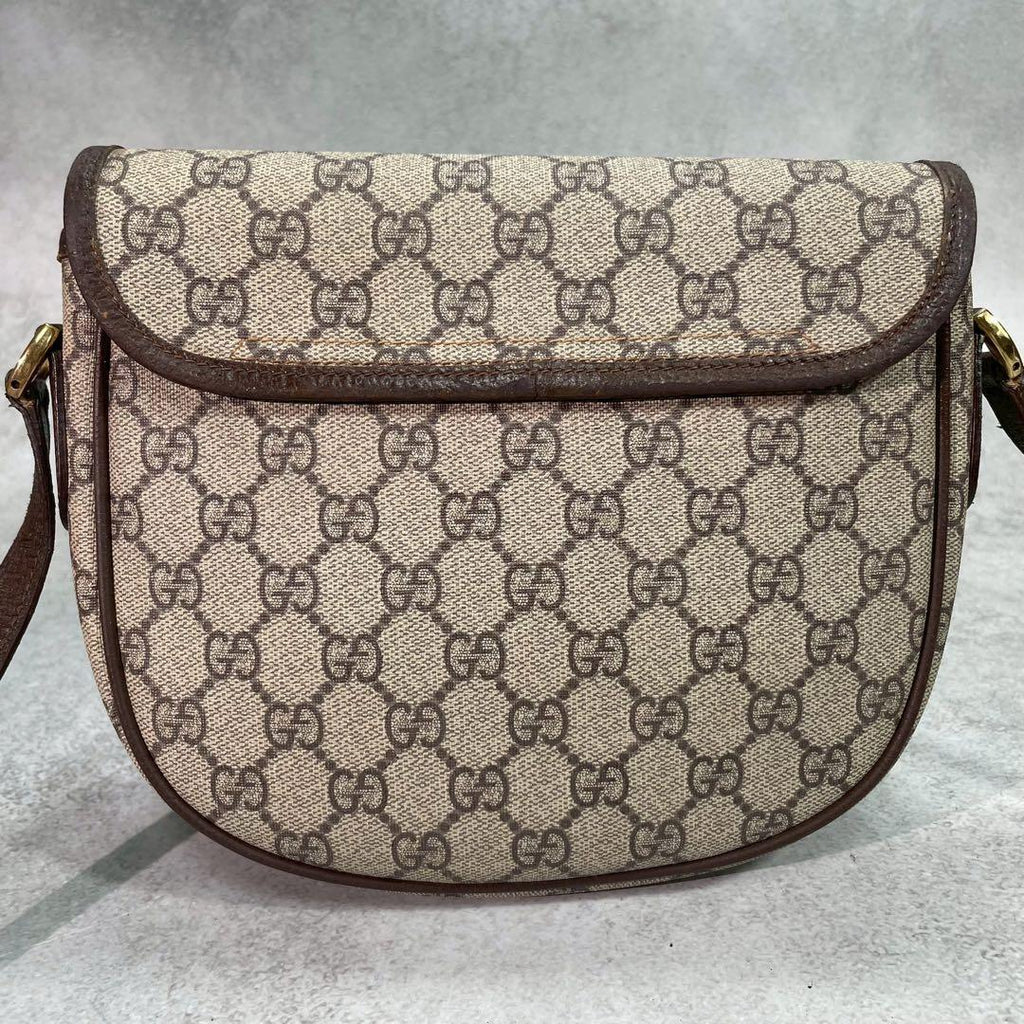 Gucci GG Shoulder Bag Brown Beige Logo Leather — view 3