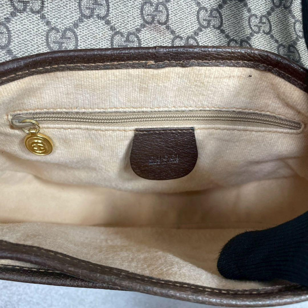 Gucci GG Shoulder Bag Brown Beige Logo Leather — view 5