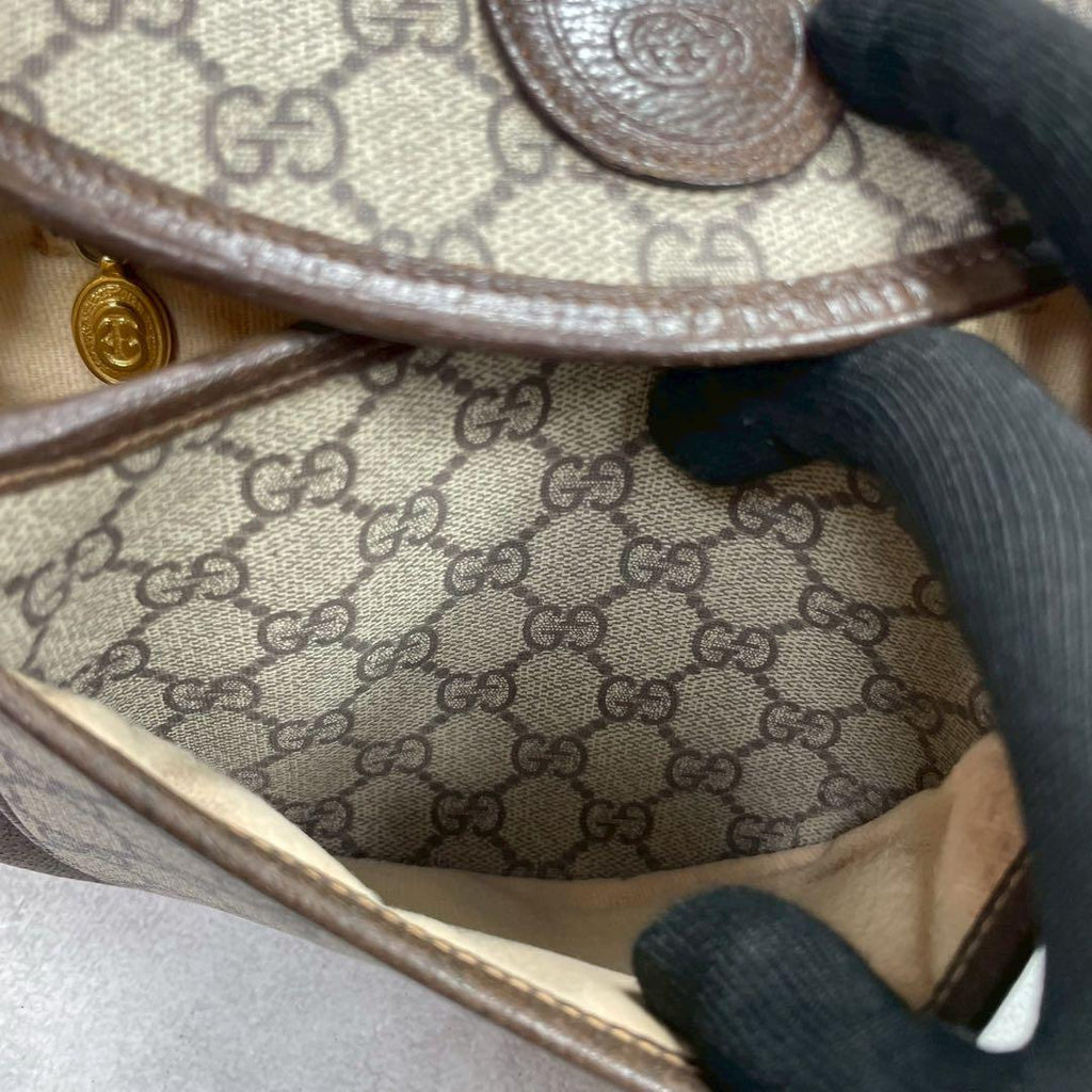 Gucci GG Shoulder Bag Brown Beige Logo Leather — view 6