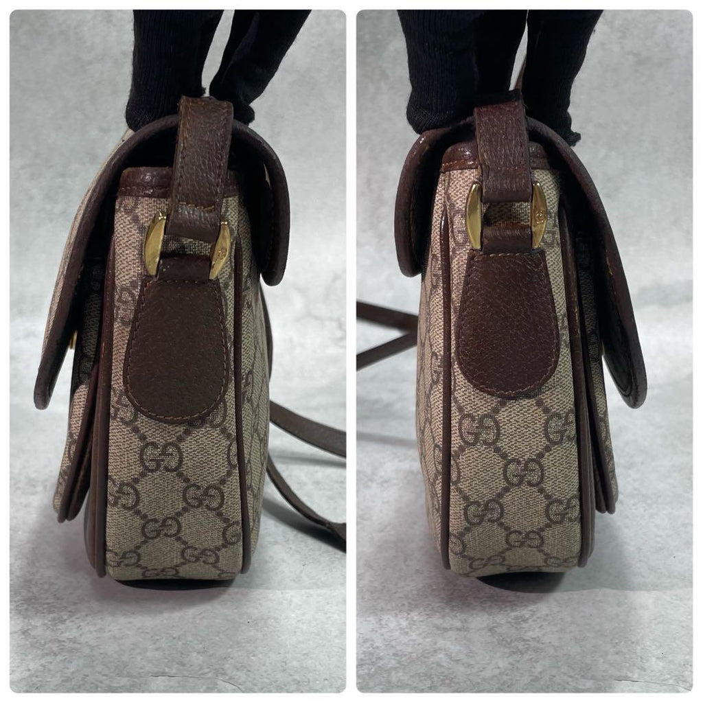 Gucci GG Shoulder Bag Brown Beige Logo Leather — view 7