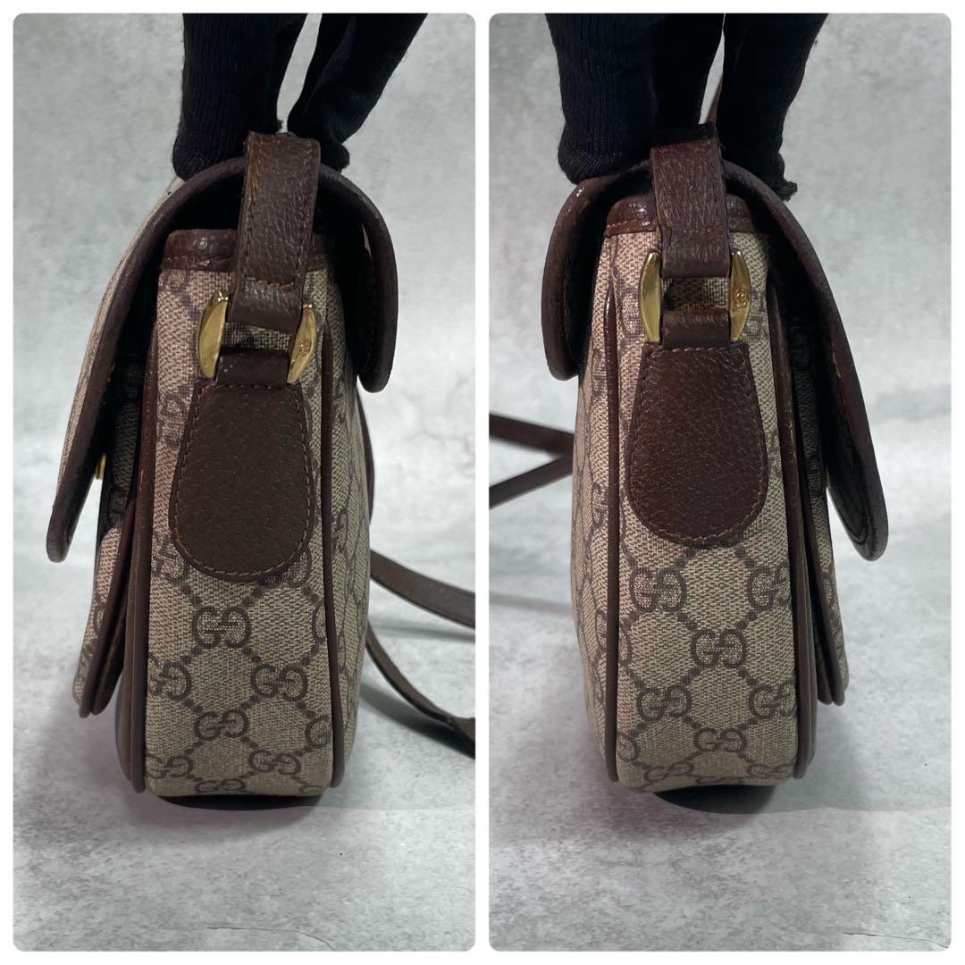 Gucci GG Shoulder Bag Brown Beige Logo Leather — view 7