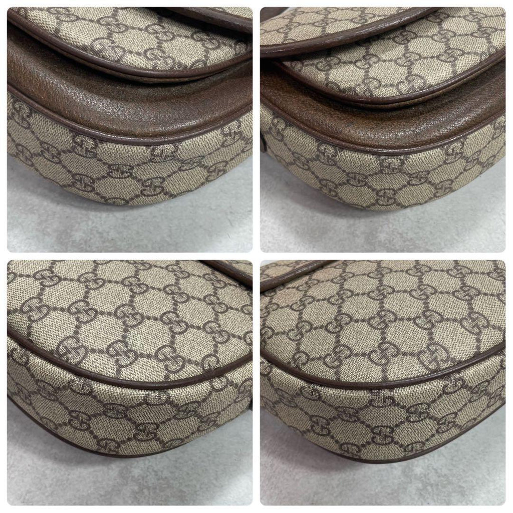 Gucci GG Shoulder Bag Brown Beige Logo Leather — view 9