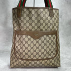 Gucci GG Sherry Line Tote Bag Brown Leather Logo — view 2