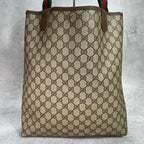 Gucci GG Sherry Line Tote Bag Brown Leather Logo — view 3