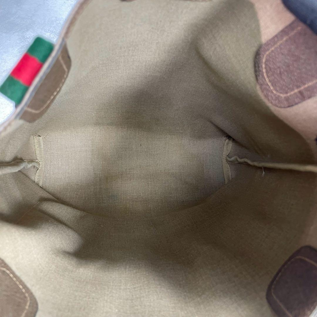 Gucci GG Sherry Line Tote Bag Brown Leather Logo — view 6