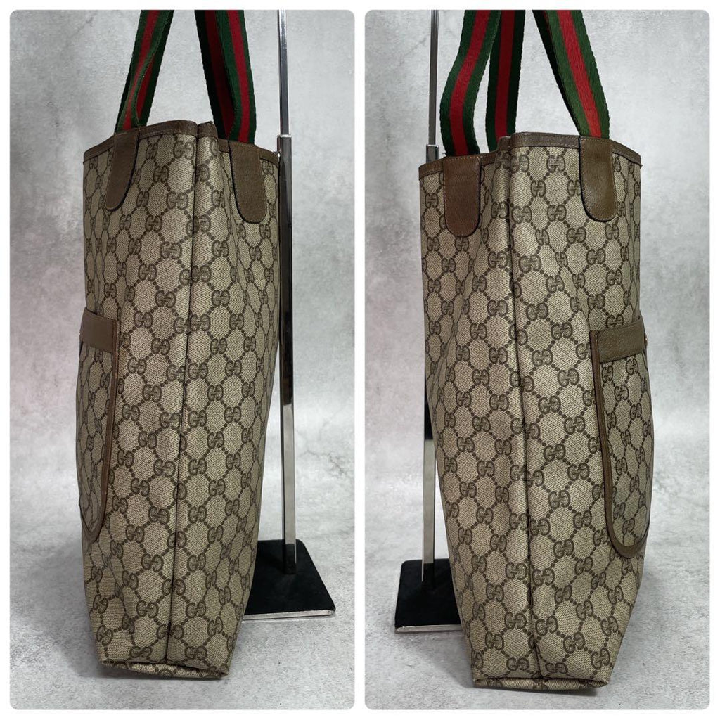 Gucci GG Sherry Line Tote Bag Brown Leather Logo — view 7