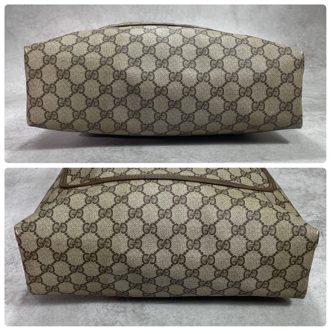 Gucci GG Sherry Line Tote Bag Brown Leather Logo — view 8