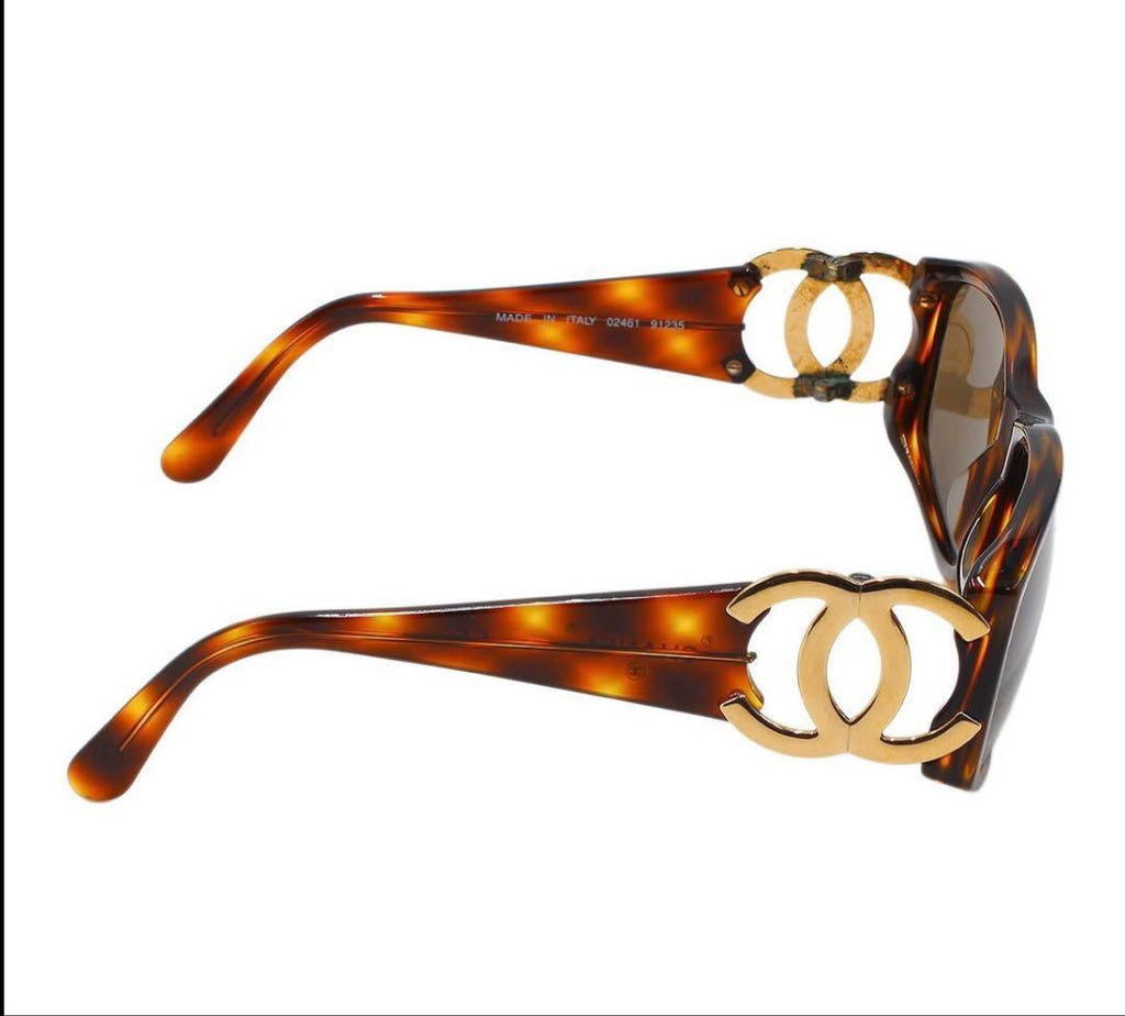 Chanel Side CC Logo Tortoiseshell Sunglasses Eyewear — view 5
