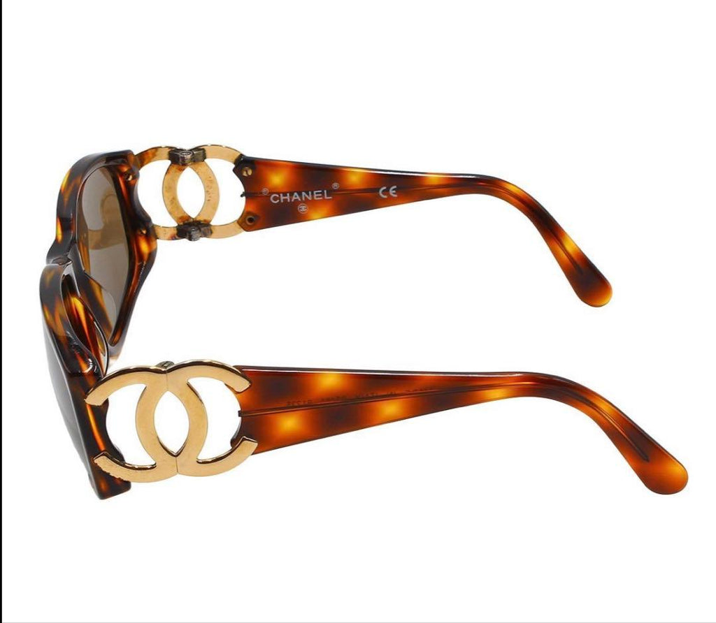 Chanel Side CC Logo Tortoiseshell Sunglasses Eyewear — view 6