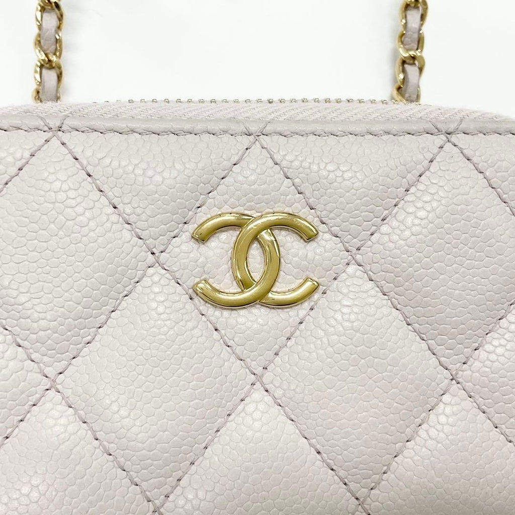 Chanel Caviar Leather CC Logo Mini Quilted Chain — view 9