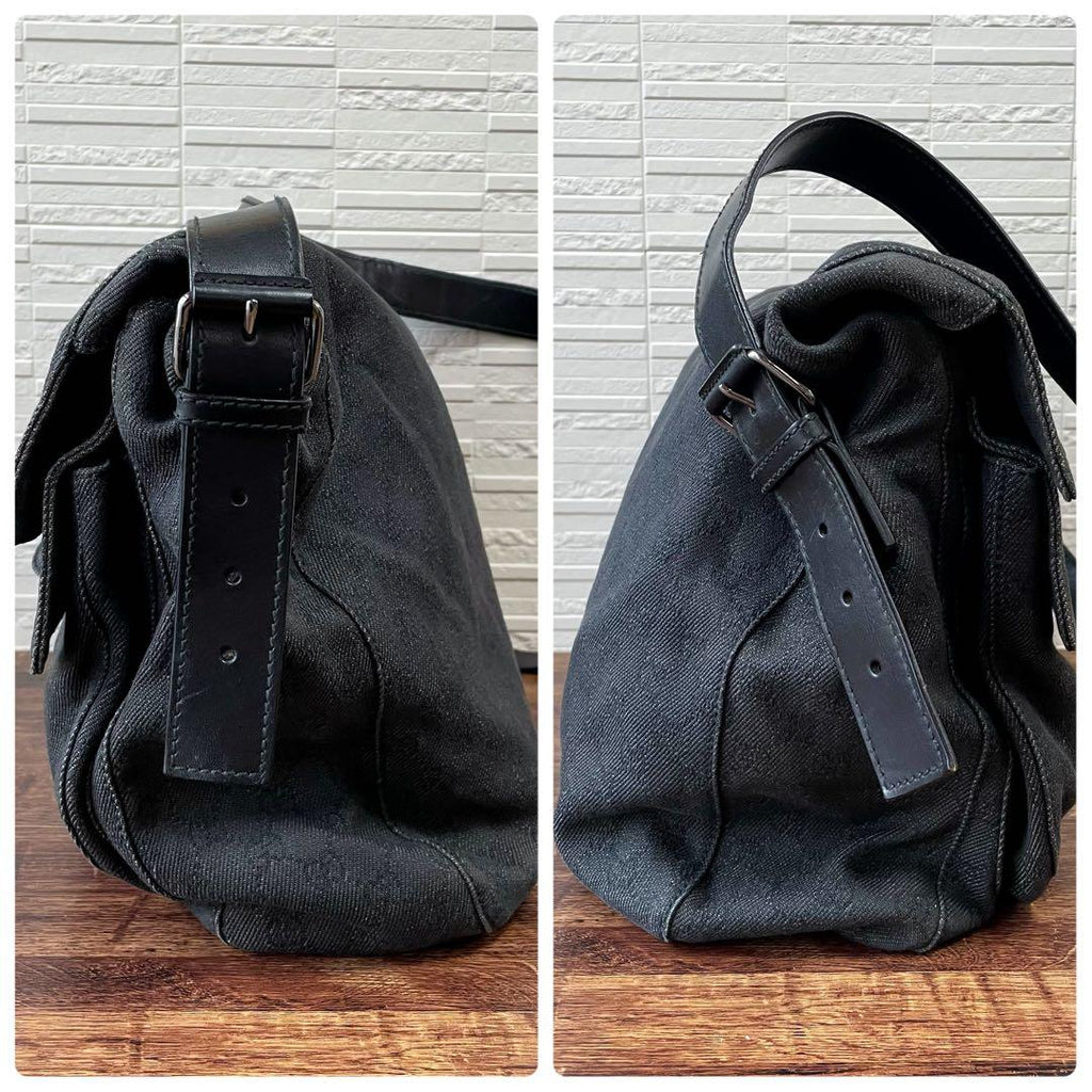Gucci GG Canvas Leather Shoulder Bag Large Black — view 4