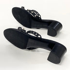 Hermes Aggaccio Leather Chaine D'ancre Studs Sandals Black — view 6