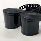 Hermes Aggaccio Leather Chaine D'ancre Studs Sandals Black — view 9