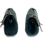 Chanel Quilted Chain Shoulder Bag Lambskin Black Gold — view 6