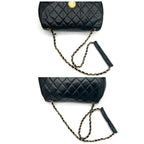 Chanel Quilted Chain Shoulder Bag Lambskin Black Gold — view 7
