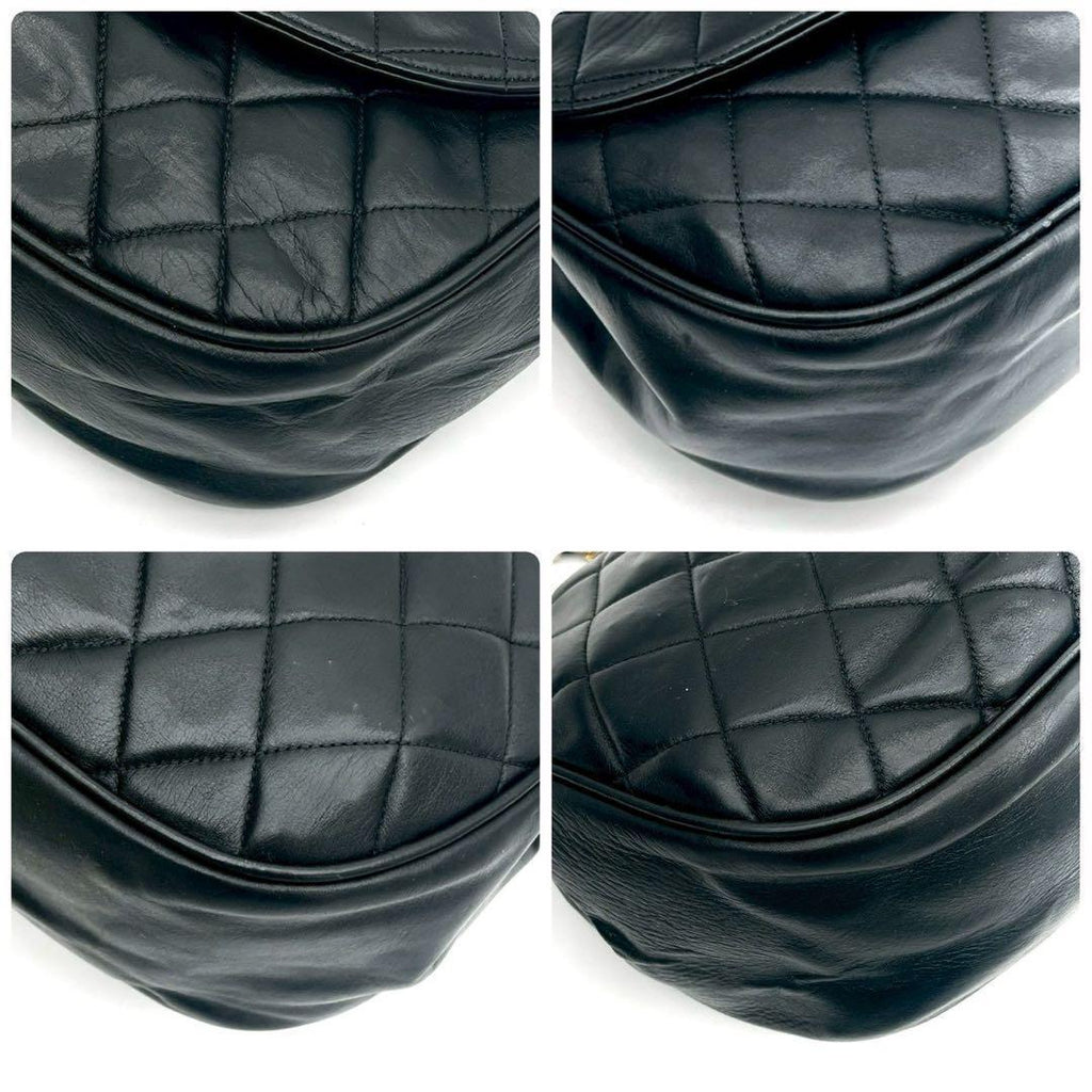 Chanel Quilted Chain Shoulder Bag Lambskin Black Gold — view 9