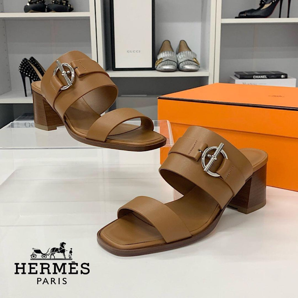Hermes Leather Sandals Brown