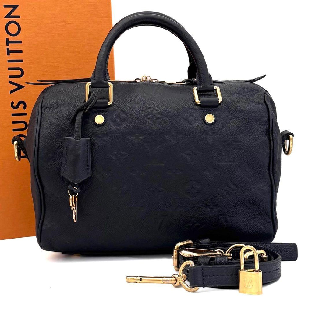 Louis Vuitton Monogram Empreinte Speedy Bandouliere 25 Navy Handbag