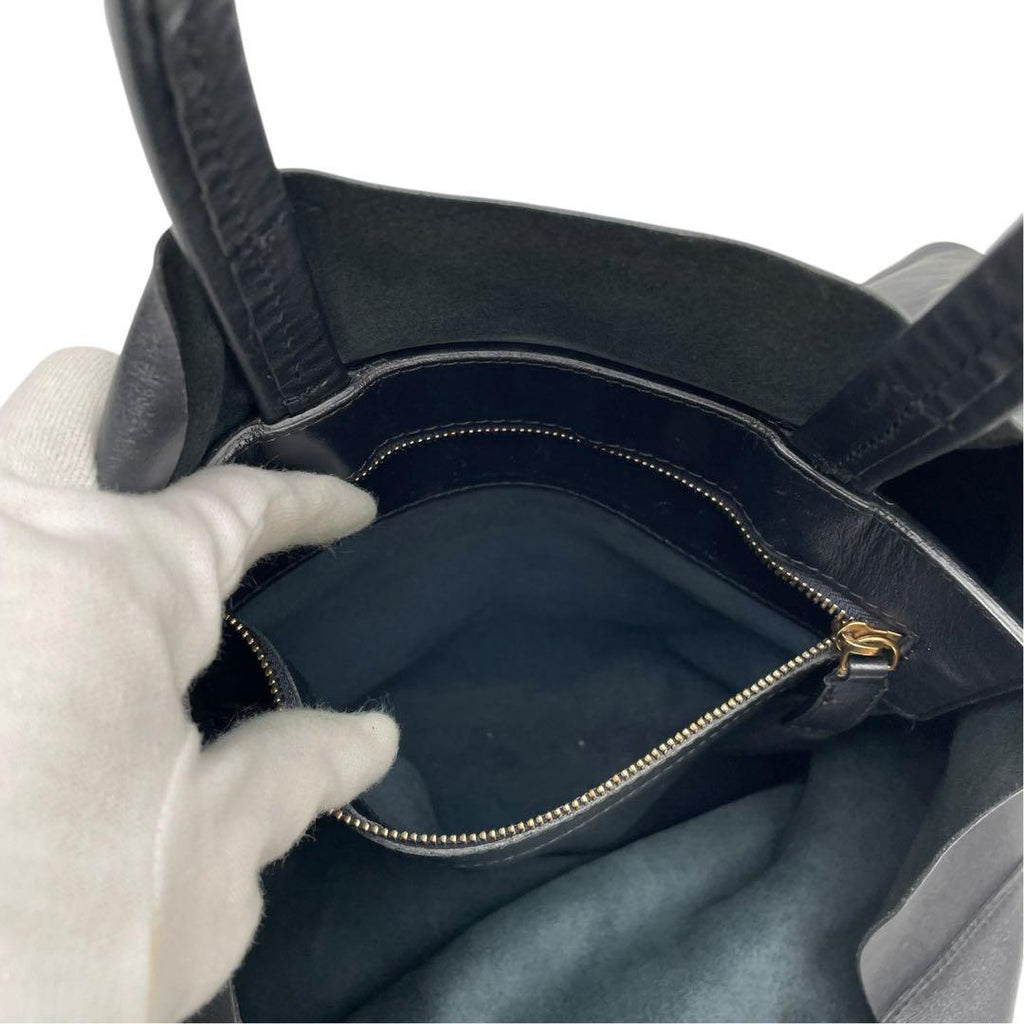 Celine Leather Horizontal Cabas Hand Tote Bag Black — view 8