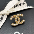 Chanel CC Logo Brooch Pearl Rhinestone Gold