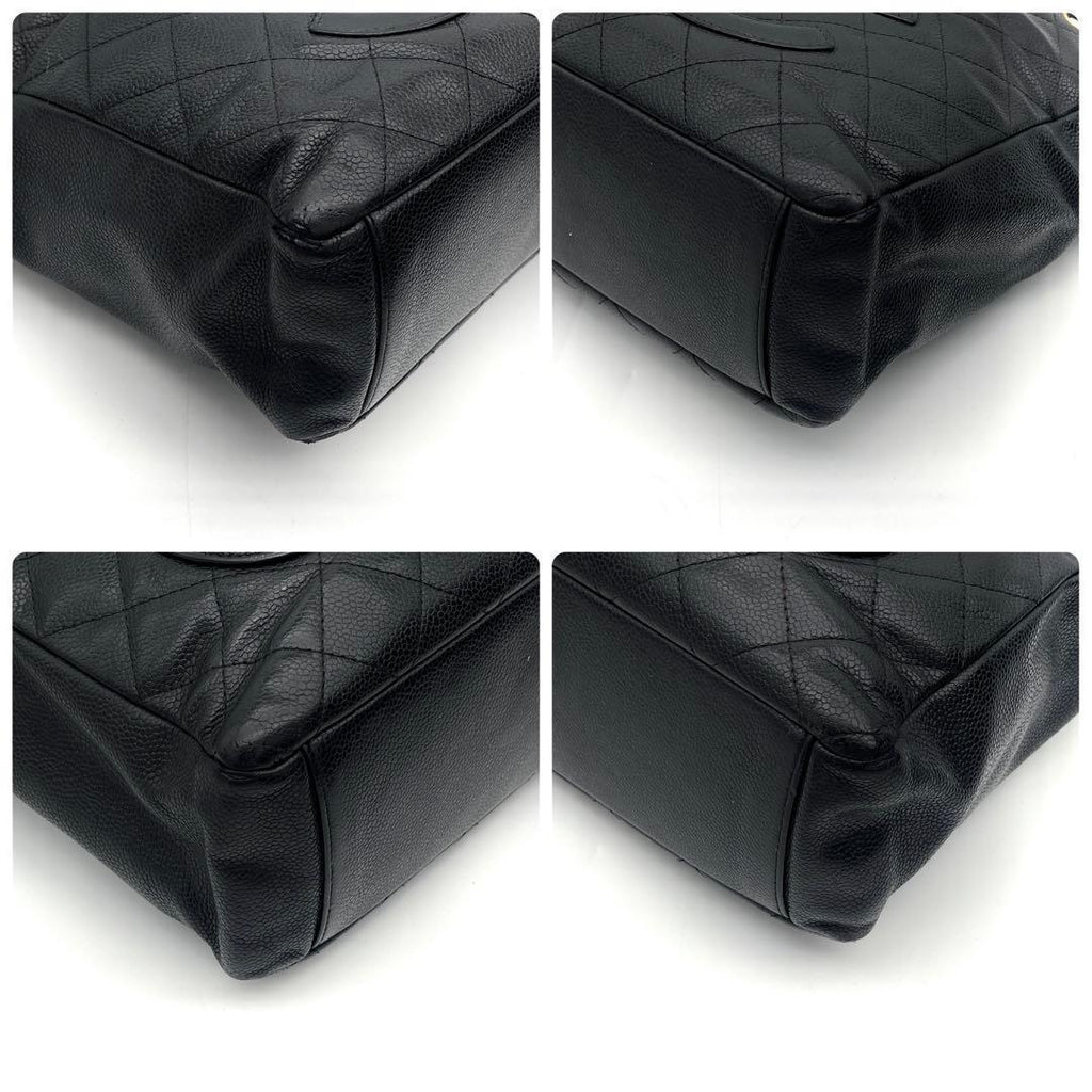 Chanel Quilted Petite Shopping Tote PST Caviar Leather Black — view 7