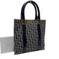 Dior Trotter Canvas Leather Hand Tote Navy