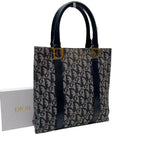 Dior Trotter Canvas Leather Hand Tote Navy