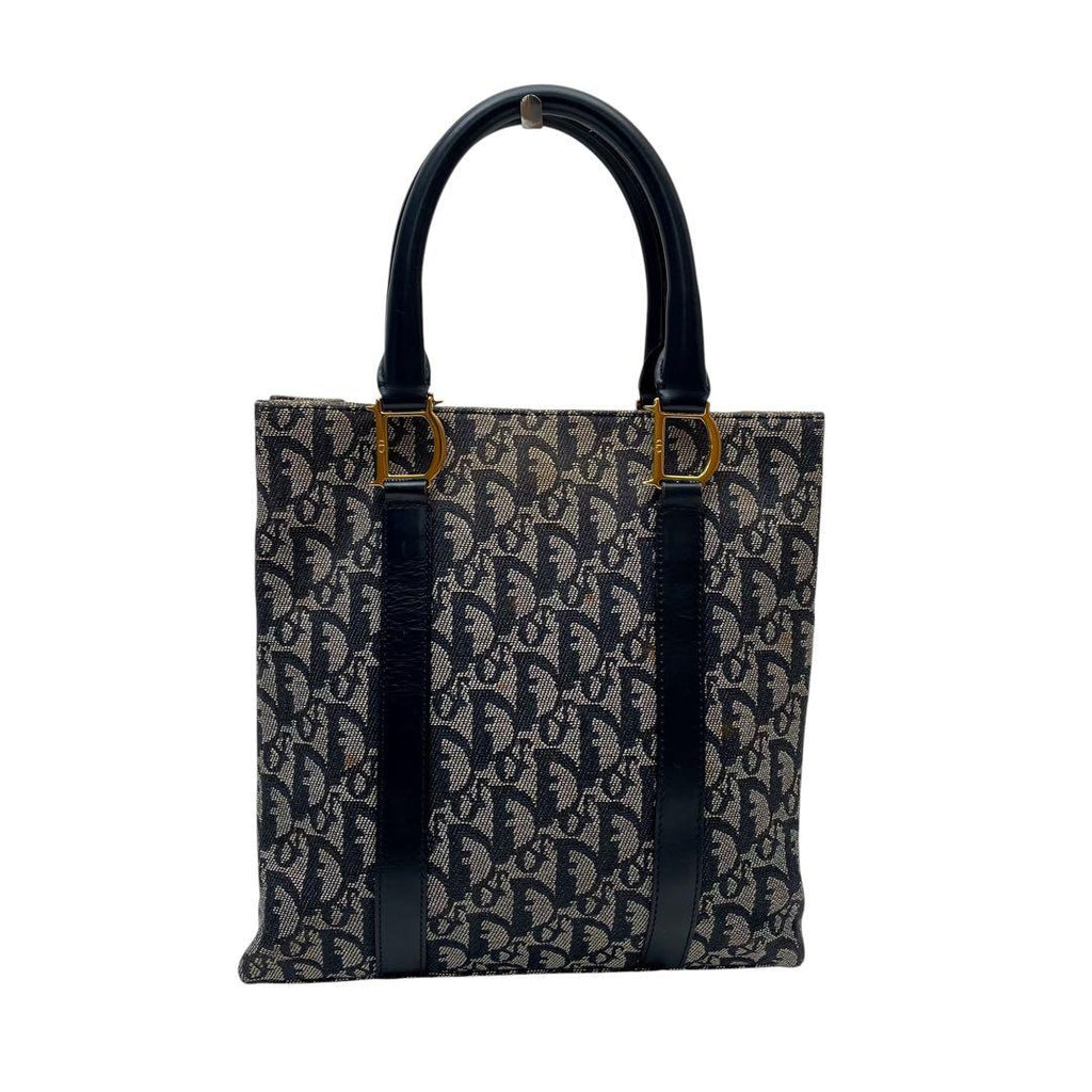 Dior Trotter Canvas Leather Hand Tote Navy — view 2