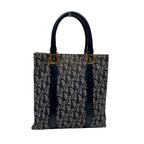 Dior Trotter Canvas Leather Hand Tote Navy — view 2