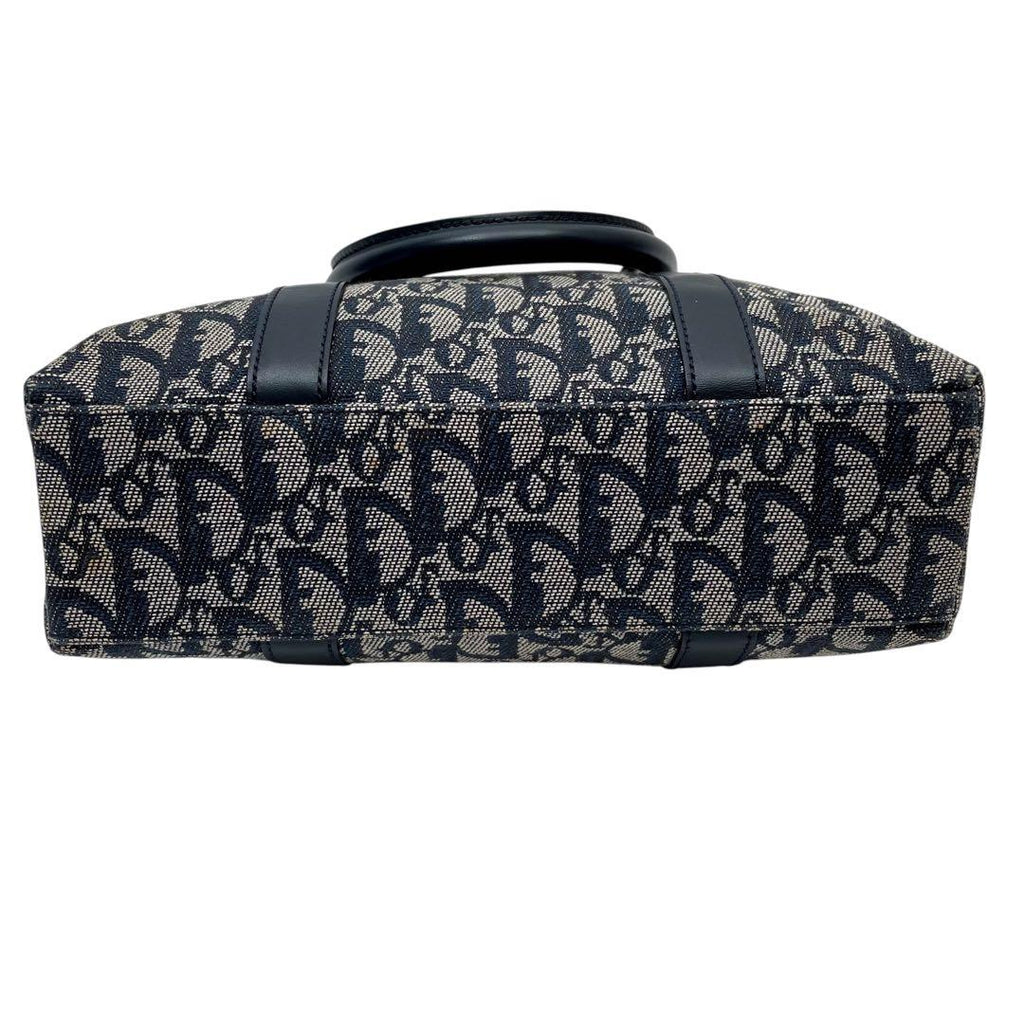 Dior Trotter Canvas Leather Hand Tote Navy — view 5