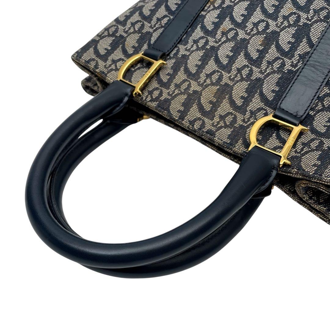 Dior Trotter Canvas Leather Hand Tote Navy — view 7
